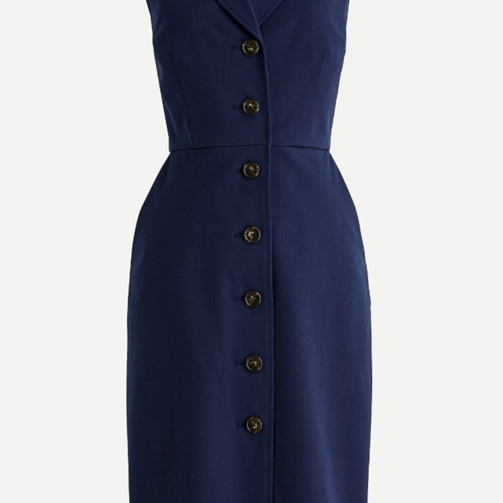 J Crew Blue Sleeveless Business Casual Blazer Dress Button Down - Size 0